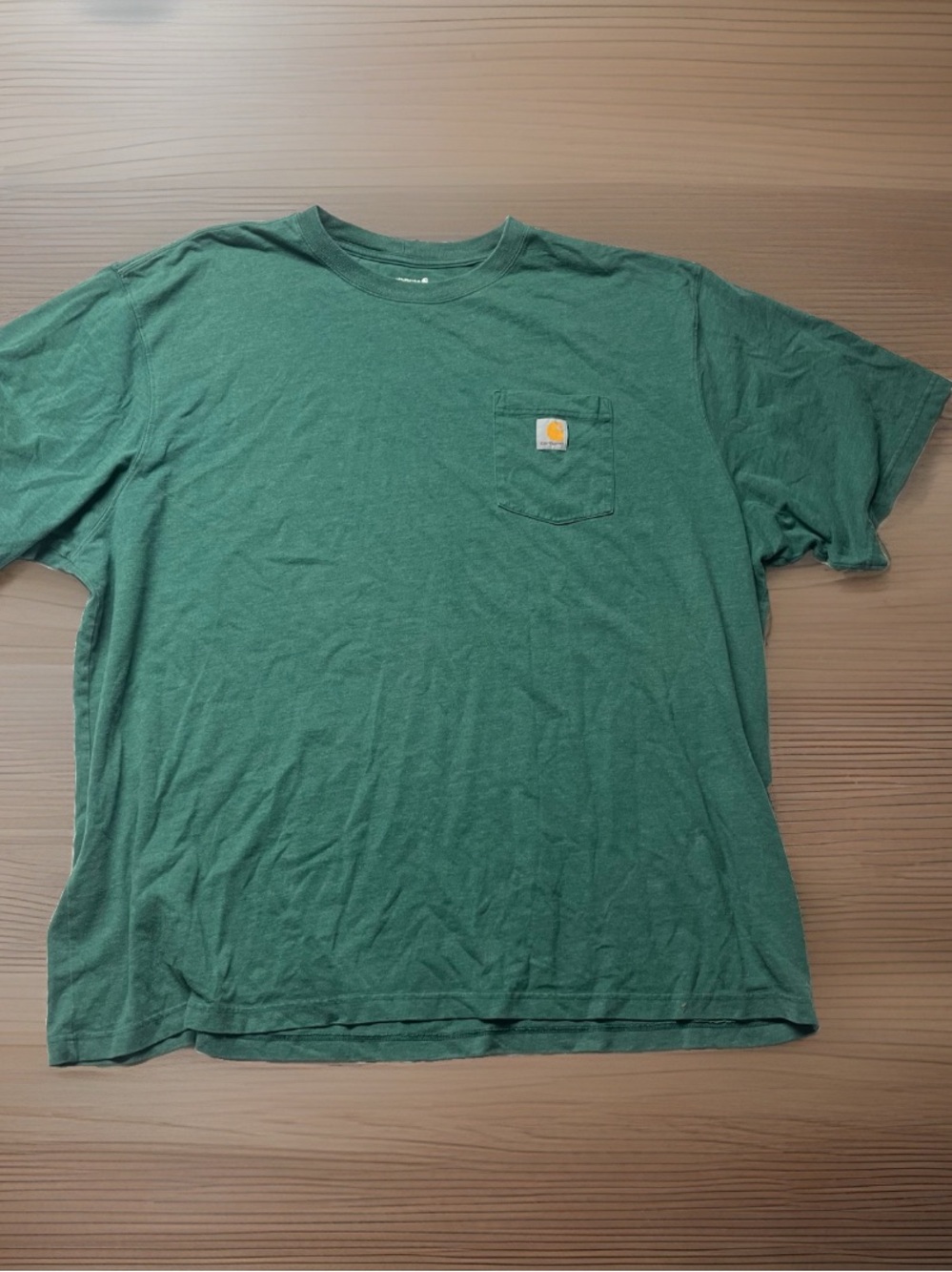 Carhartt Men's Loose Fit 2XL Green Cotton Crew Neck Pocket Logo T-Shirt